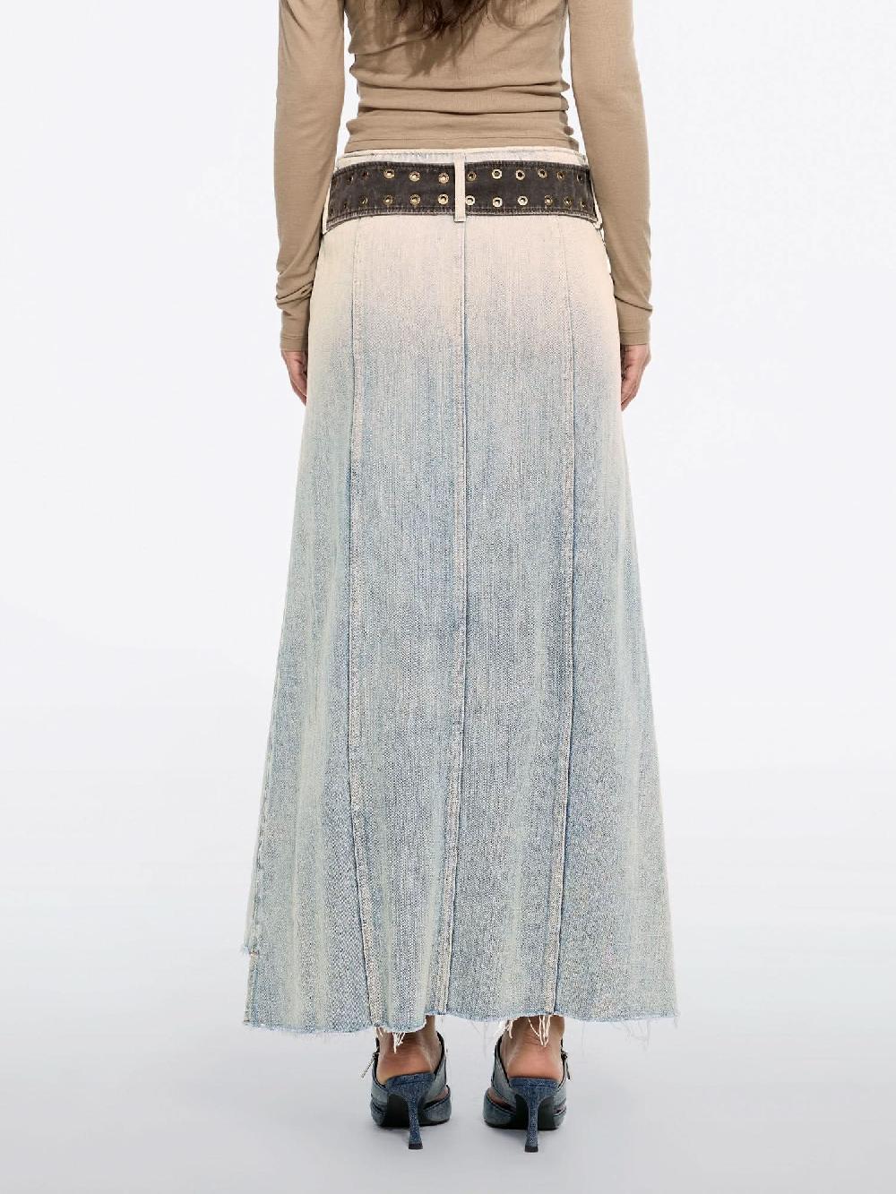 Miss Sixty ASYMMETRIC DENIM MAXI SKIRT GREY BLUE
