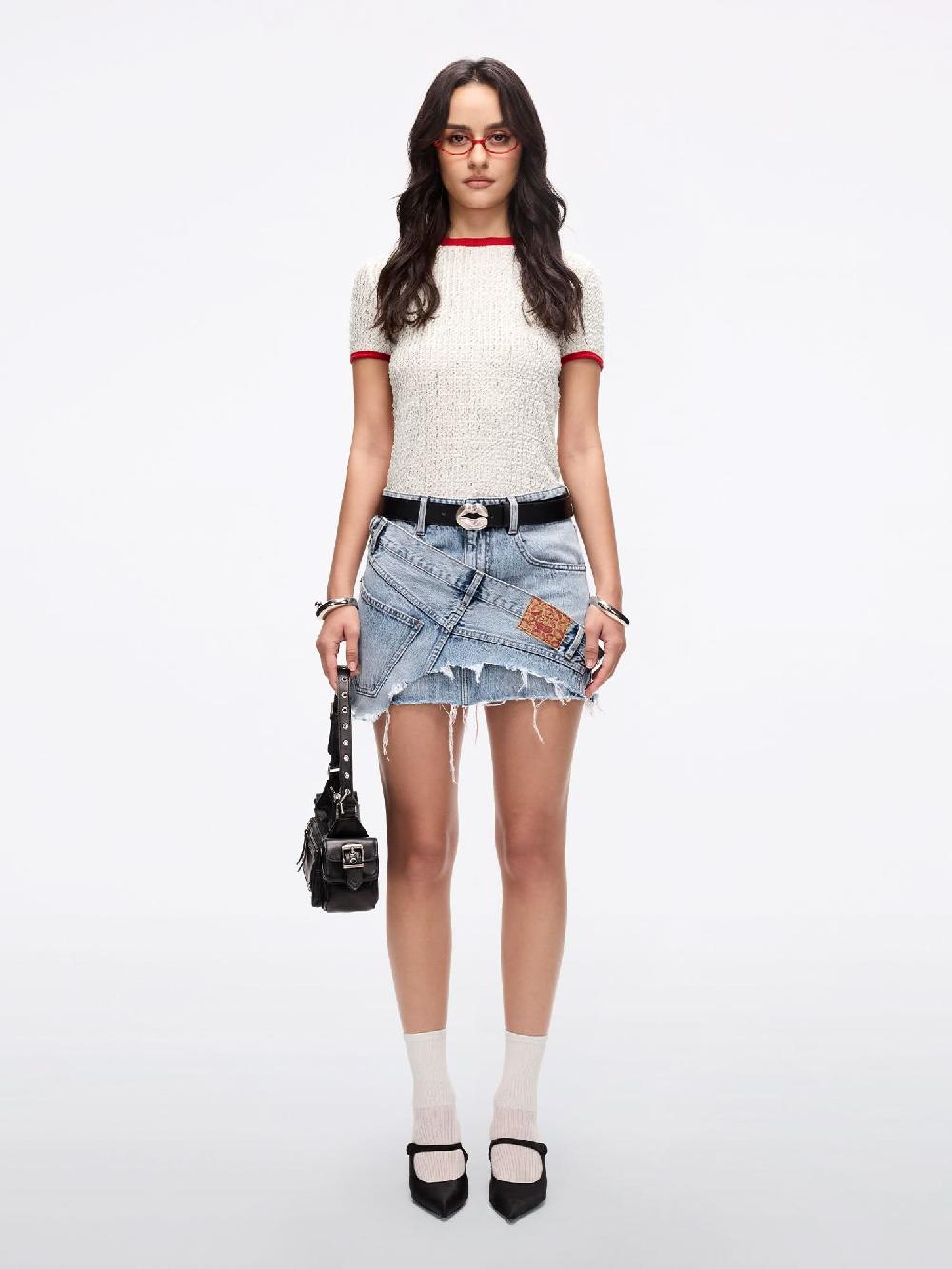 Miss Sixty ASYMMETRIC DENIM MINI SKIRT LIGHT BLUE