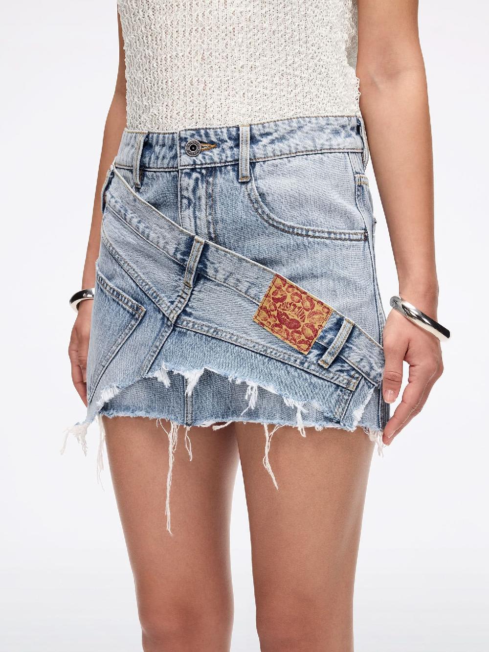 Miss Sixty ASYMMETRIC DENIM MINI SKIRT LIGHT BLUE