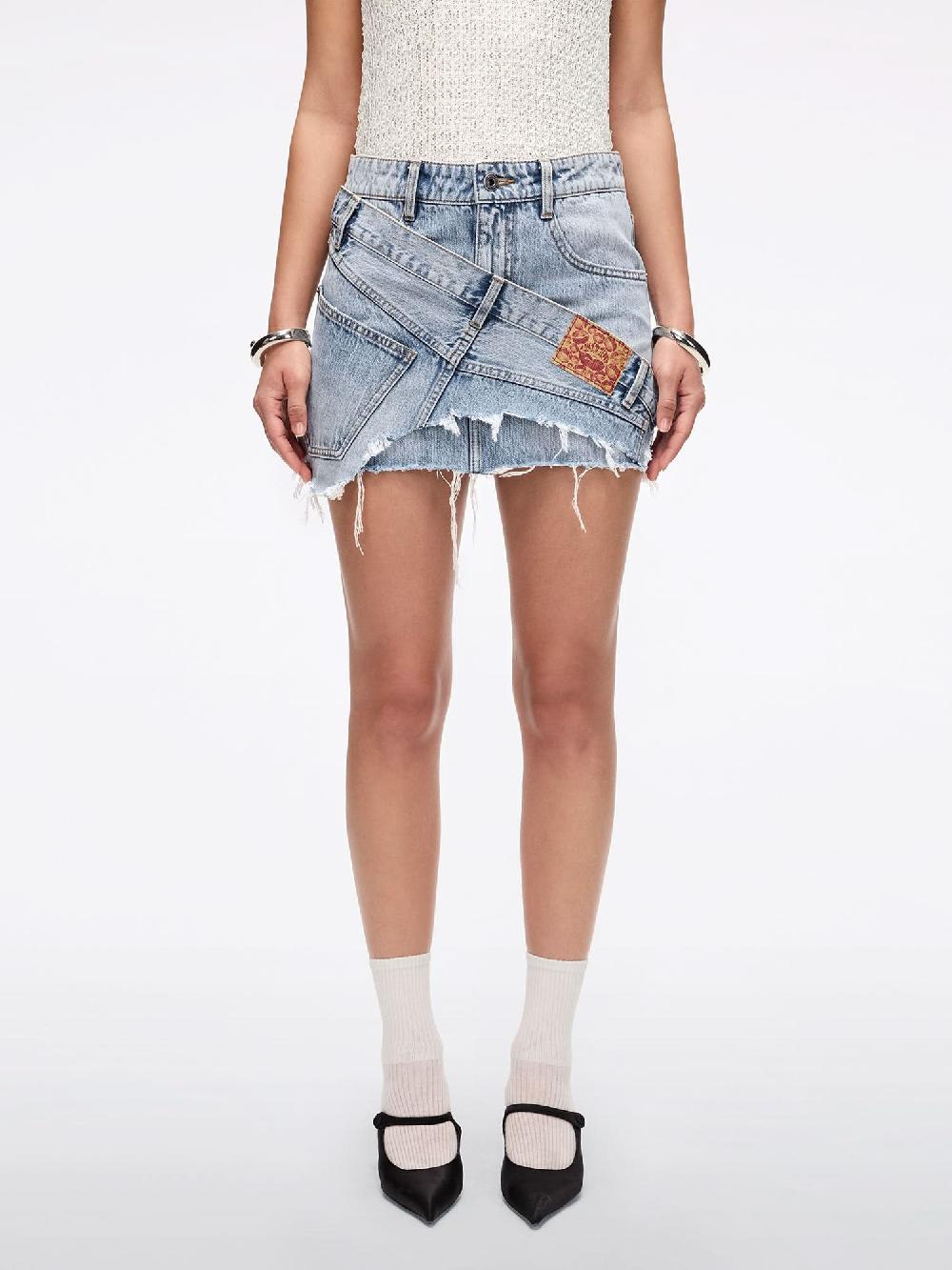 miss sixty ASYMMETRIC DENIM MINI SKIRT LIGHT BLUE