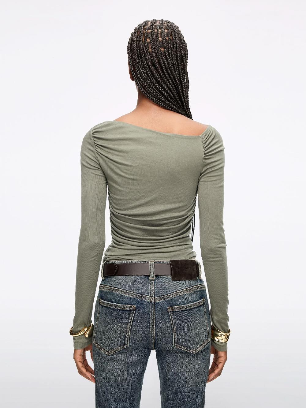 Miss Sixty ASYMMETRICAL PLEATED T-SHIRT ARMY GREEN