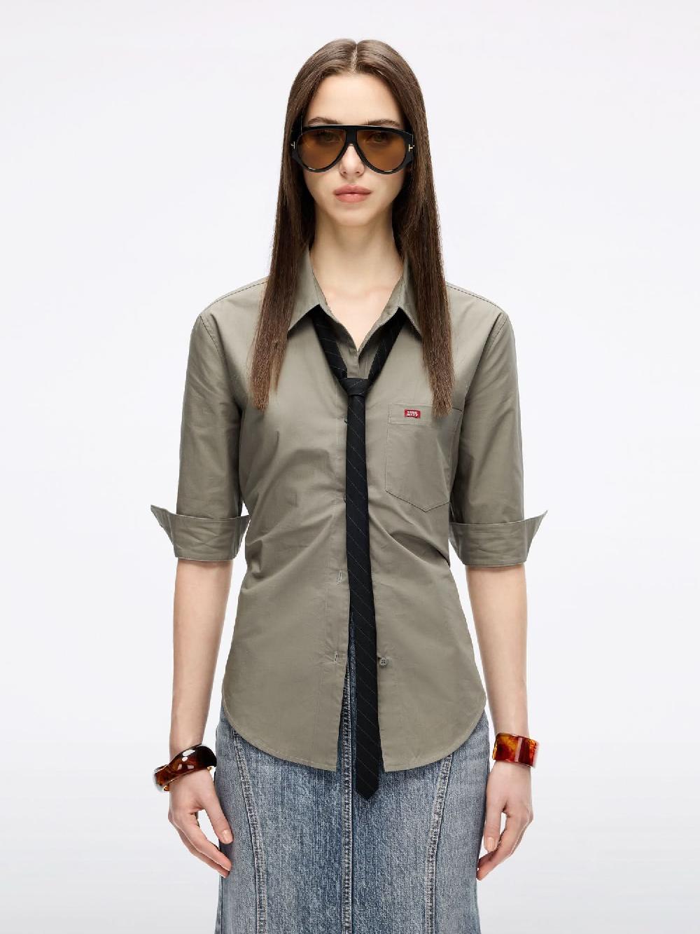 miss sixty BACK-TIE SHIRT ARMY GREEN