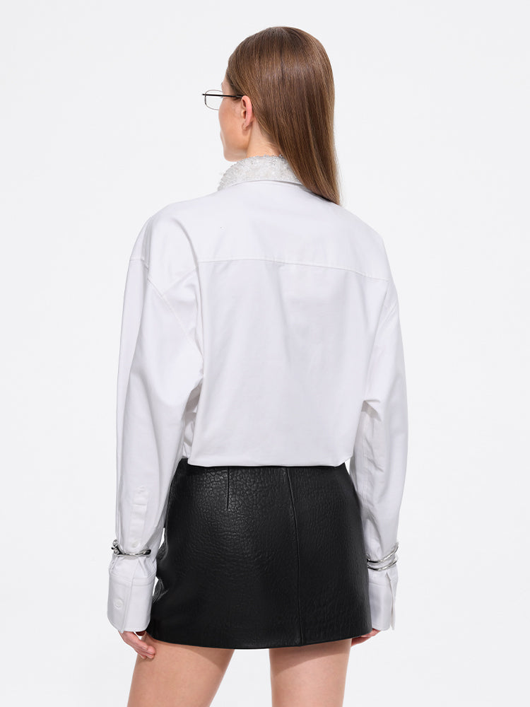 Miss Sixty BEADED COLLARED SHIRT WHITE