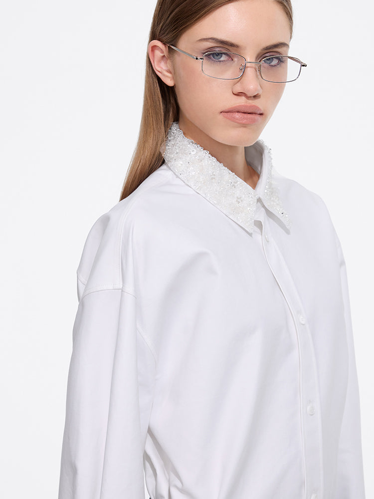 Miss Sixty BEADED COLLARED SHIRT WHITE