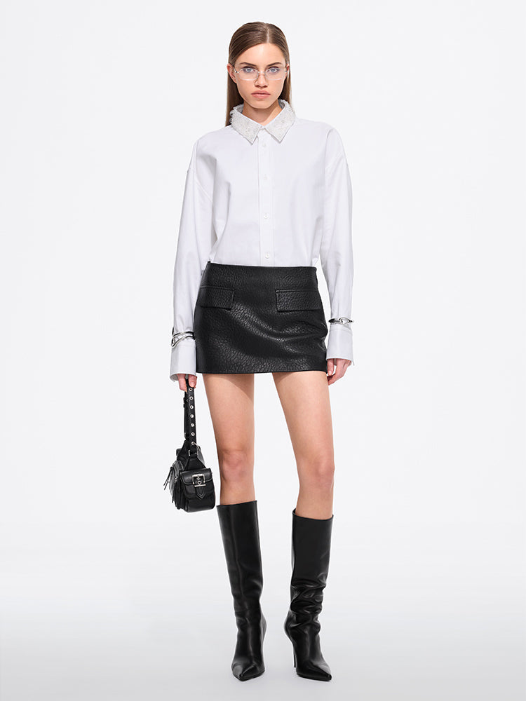 Miss Sixty BEADED COLLARED SHIRT WHITE