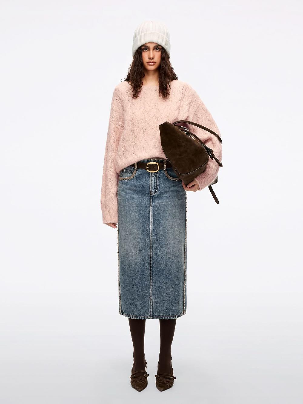 Miss Sixty BEADED DENIM SKIRT MIDDLE BLUE