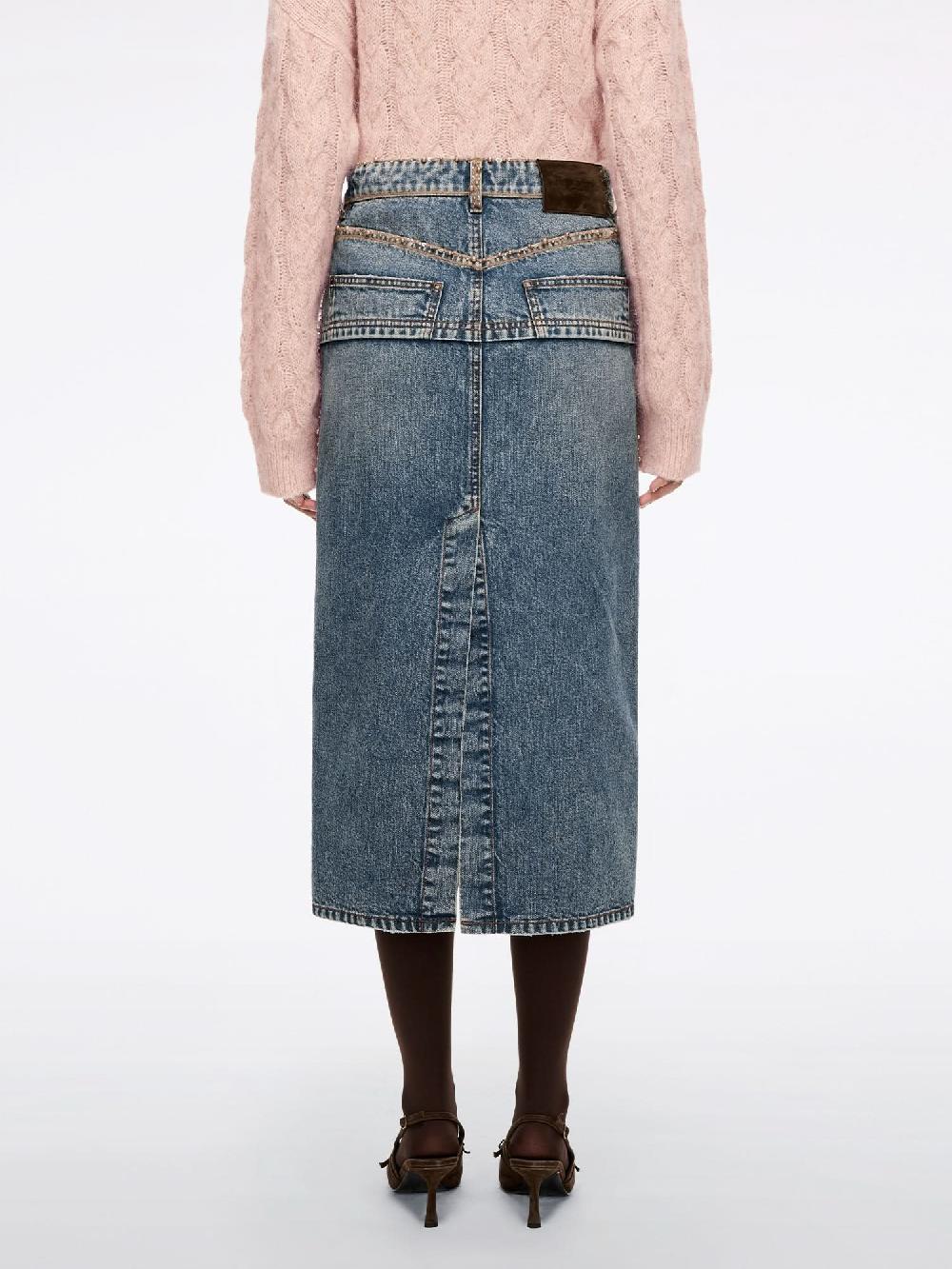 Miss Sixty BEADED DENIM SKIRT MIDDLE BLUE