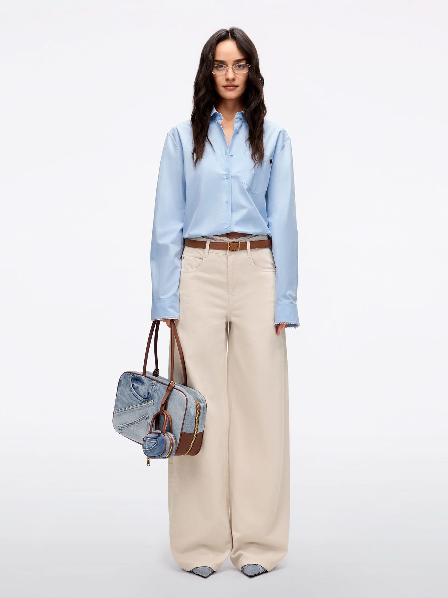 Miss Sixty BEADED EMBROIDERED SHIRT BLUE