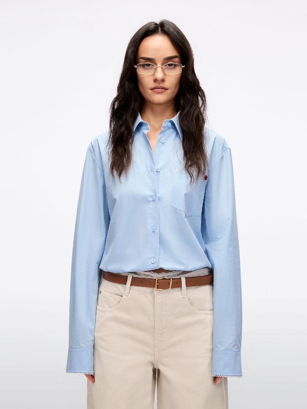 miss sixty BEADED EMBROIDERED SHIRT BLUE