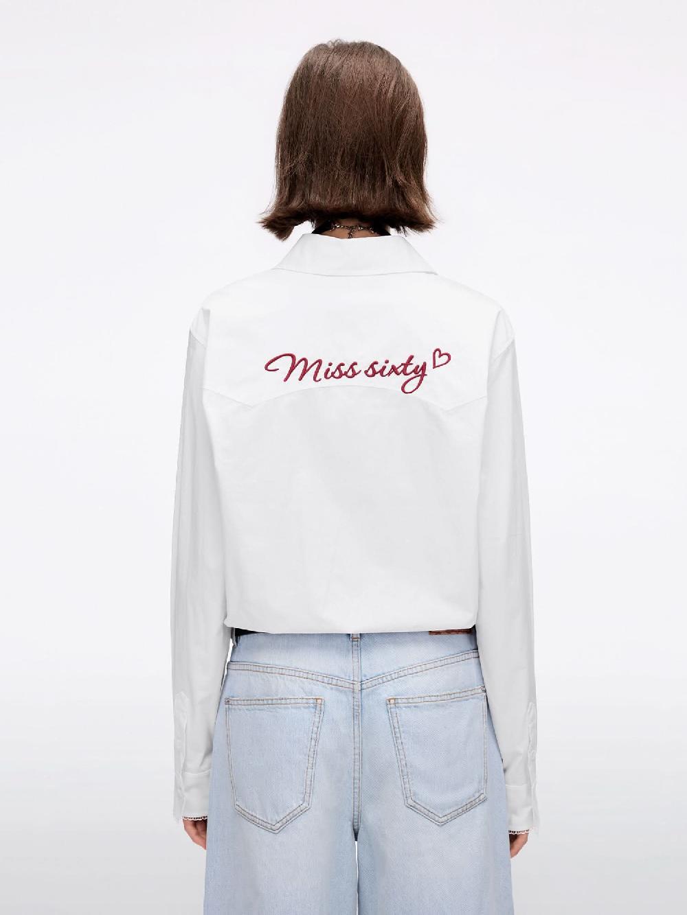 Miss Sixty BEADED EMBROIDERED SHIRT BRIGHT WHITE