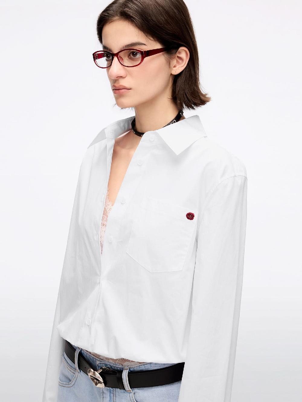 Miss Sixty BEADED EMBROIDERED SHIRT BRIGHT WHITE