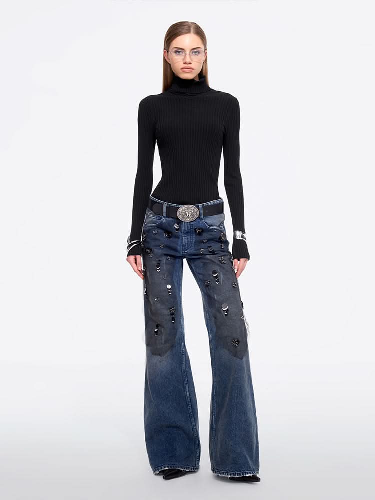 Miss Sixty BEADED FLARED JEANS DEEP BLUE