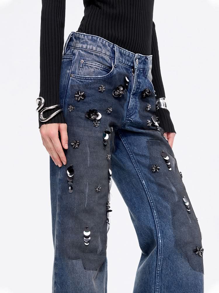 Miss Sixty BEADED FLARED JEANS DEEP BLUE