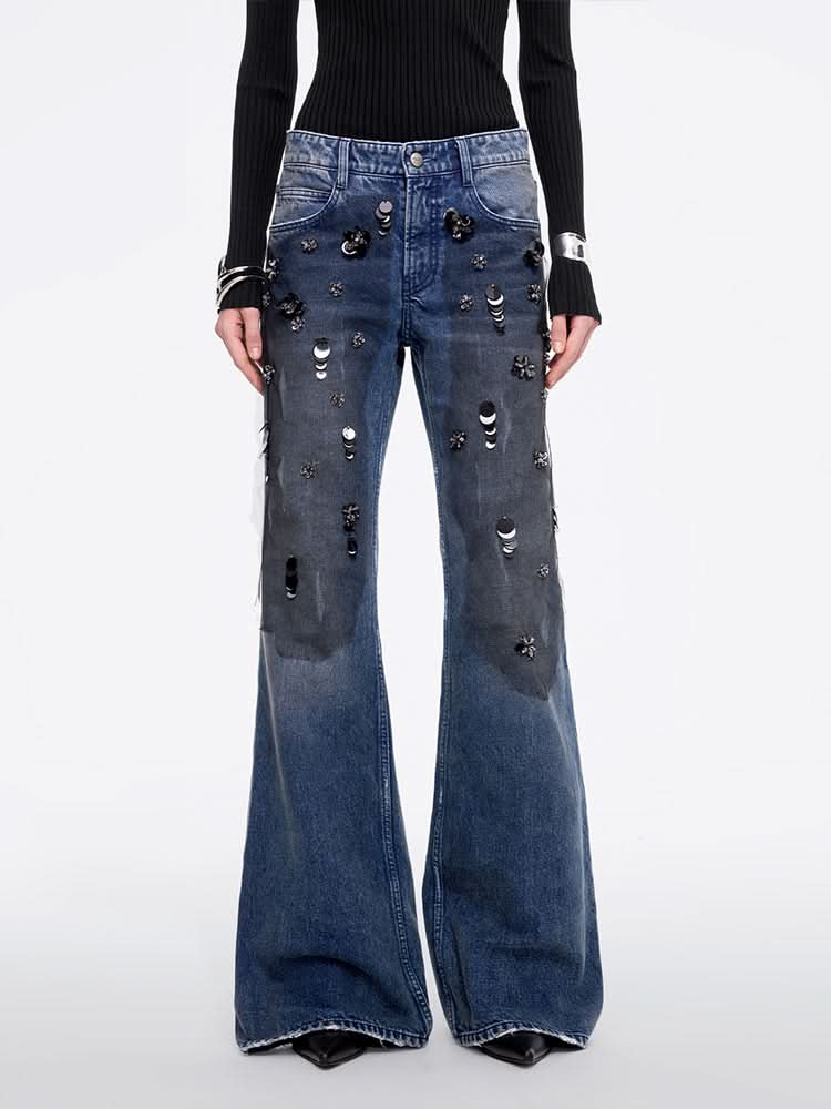 miss sixty BEADED FLARED JEANS DEEP BLUE