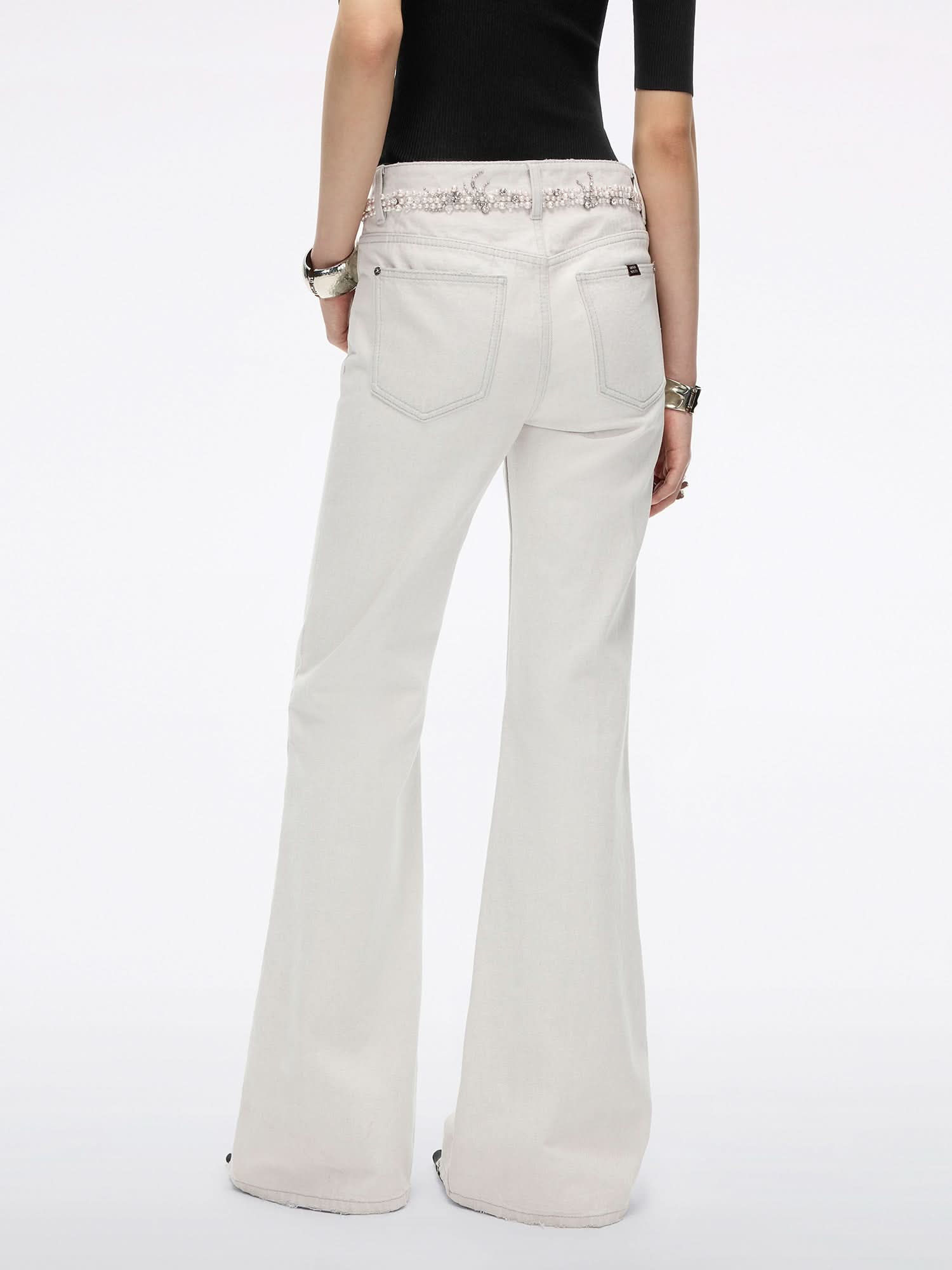 Miss Sixty BEADED FLARED JEANS LIGHT GREY