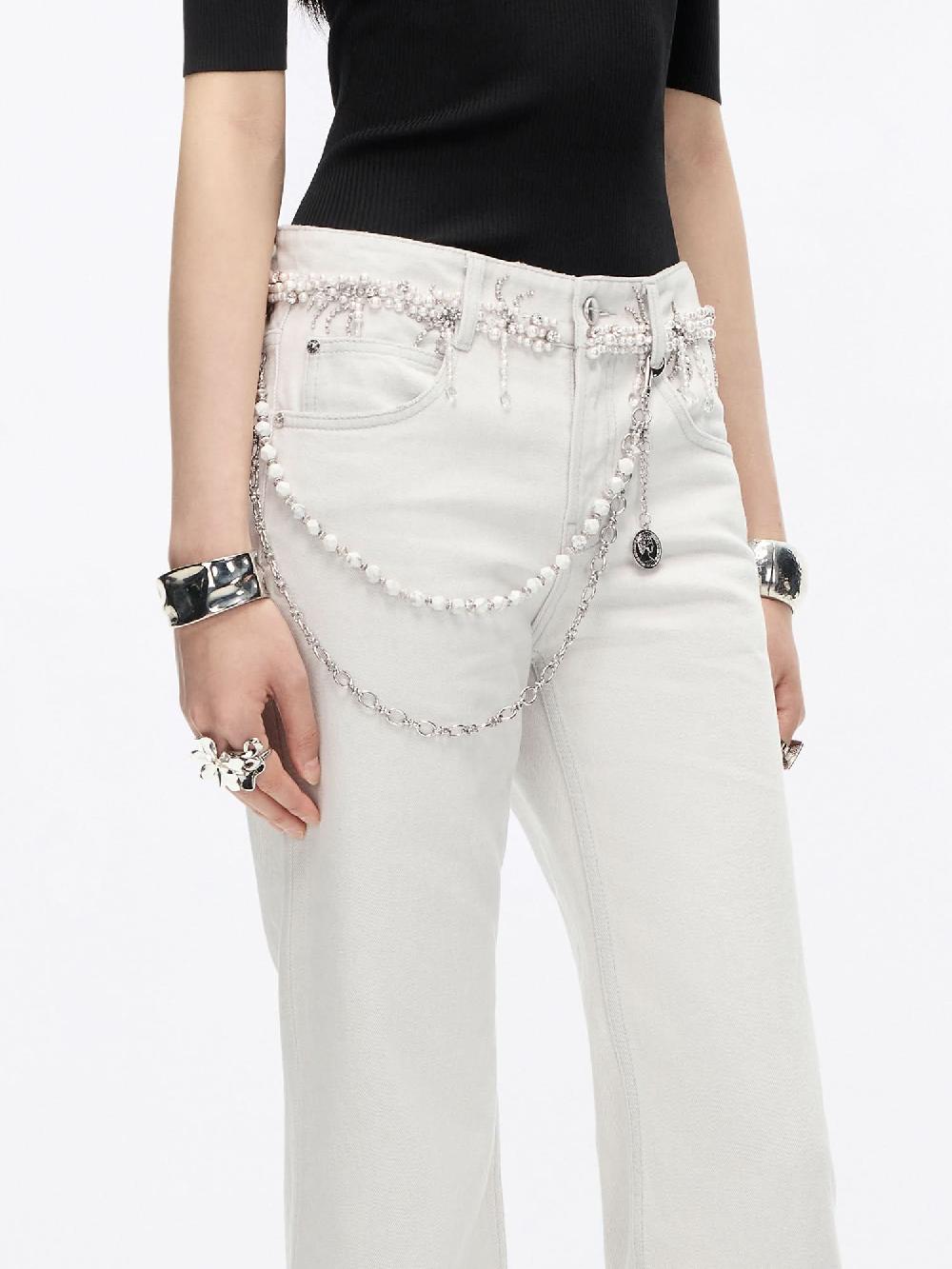 Miss Sixty BEADED FLARED JEANS LIGHT GREY