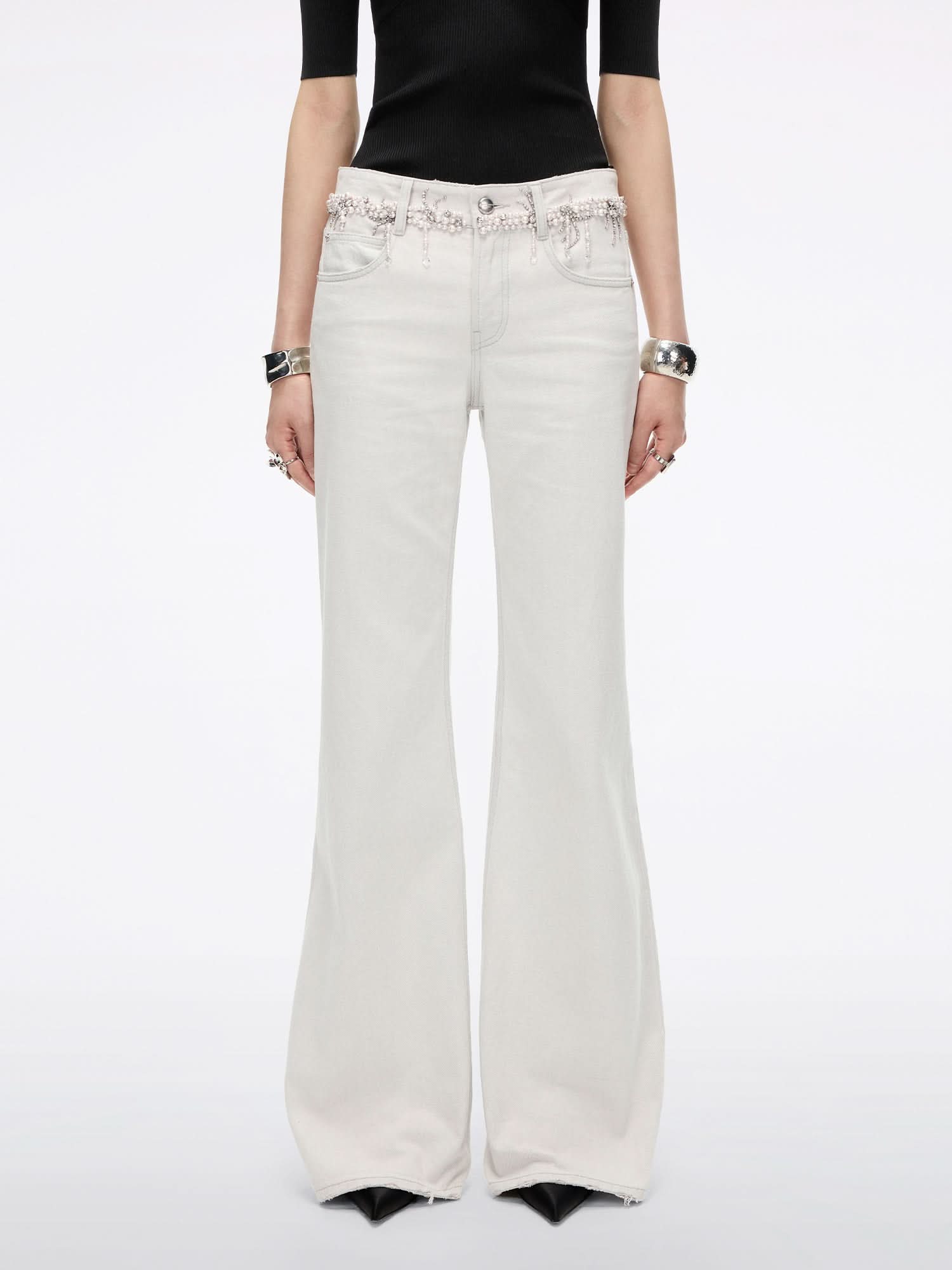 miss sixty BEADED FLARED JEANS LIGHT GREY
