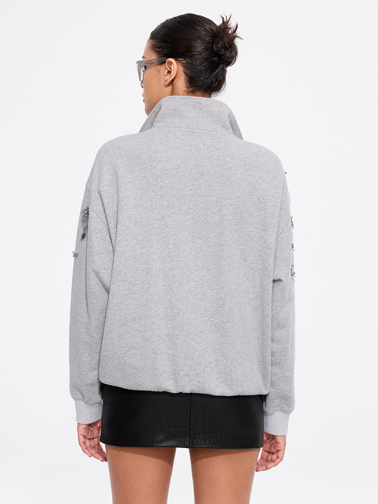 Miss Sixty BEADED FUNNEL NECK JUMPER HEATHER GREY