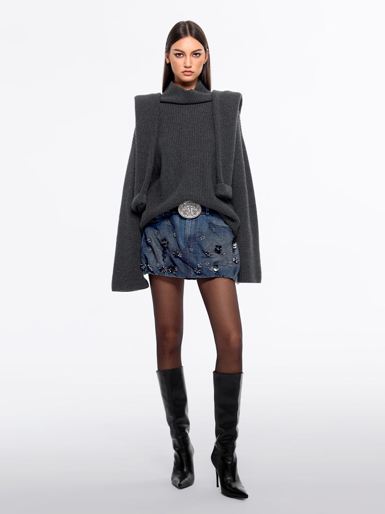 Miss Sixty BEADED GLITTER MINI SKIRT DEEP BLUE