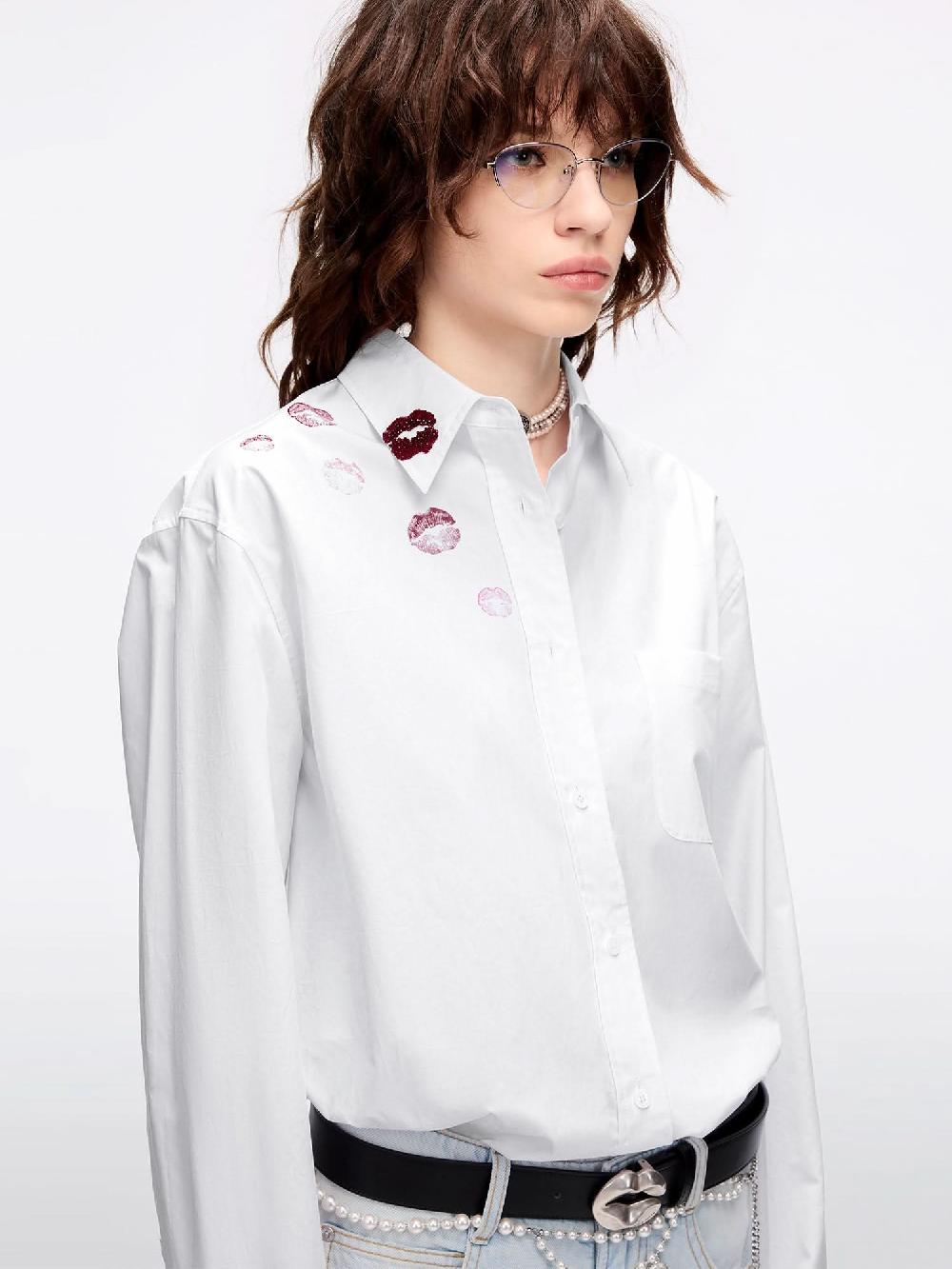 Miss Sixty BEADED LOOSE-FITTING SHIRT BRIGHT WHITE