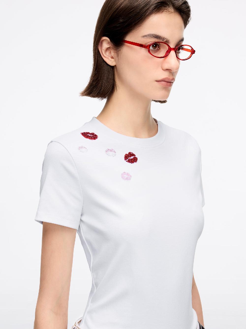 Miss Sixty BEADED PRINTED T-SHIRT BRIGHT WHITE