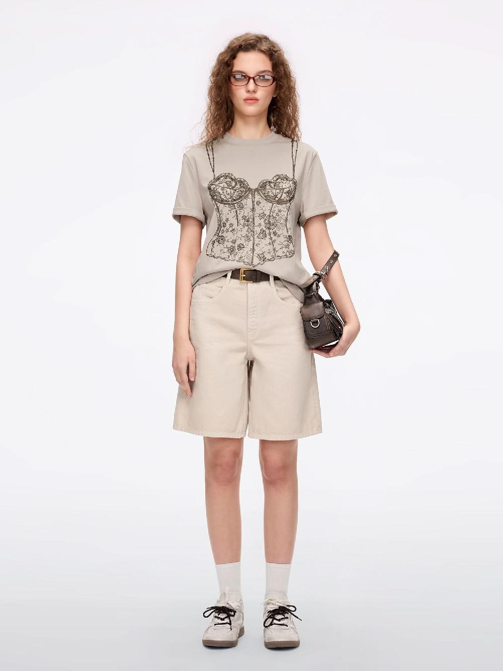 Miss Sixty BEADED PRINTED T-SHIRT KHAKI
