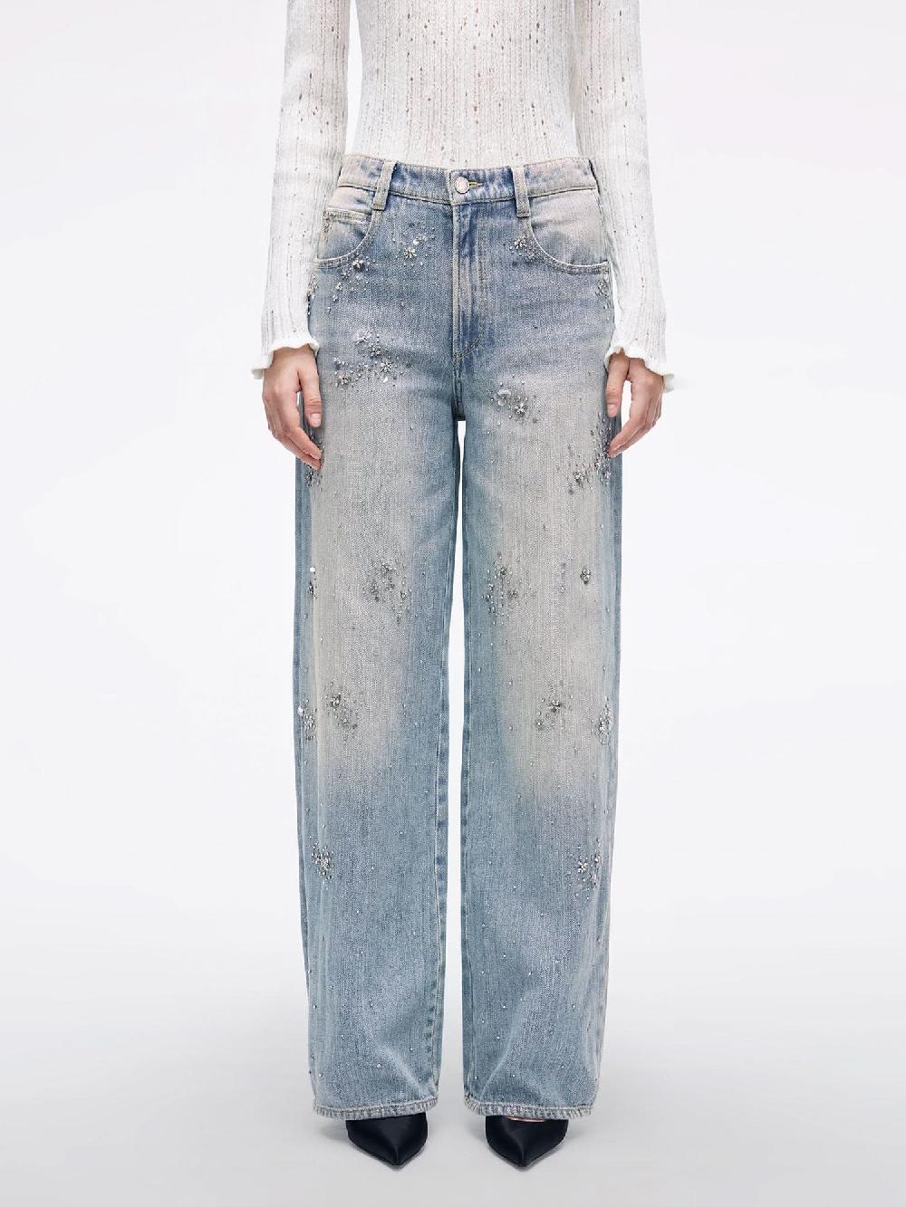 miss sixty BEADED STRAIGHT-LEG JEANS LIGHT BLUE
