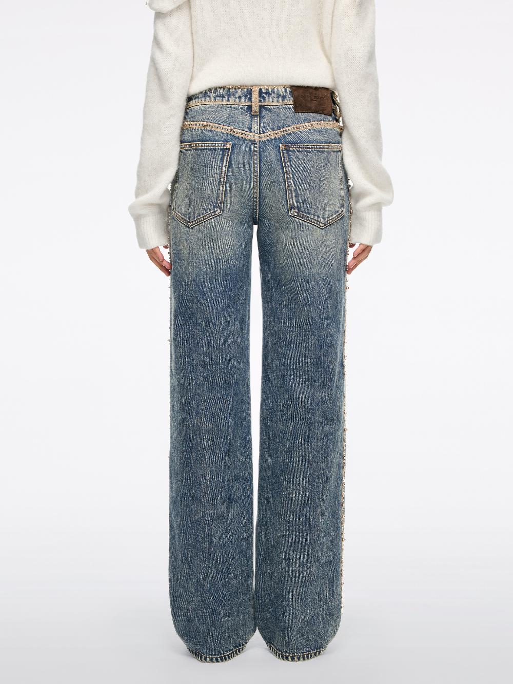 Miss Sixty BEADED STRAIGHT-LEG JEANS MIDDLE BLUE