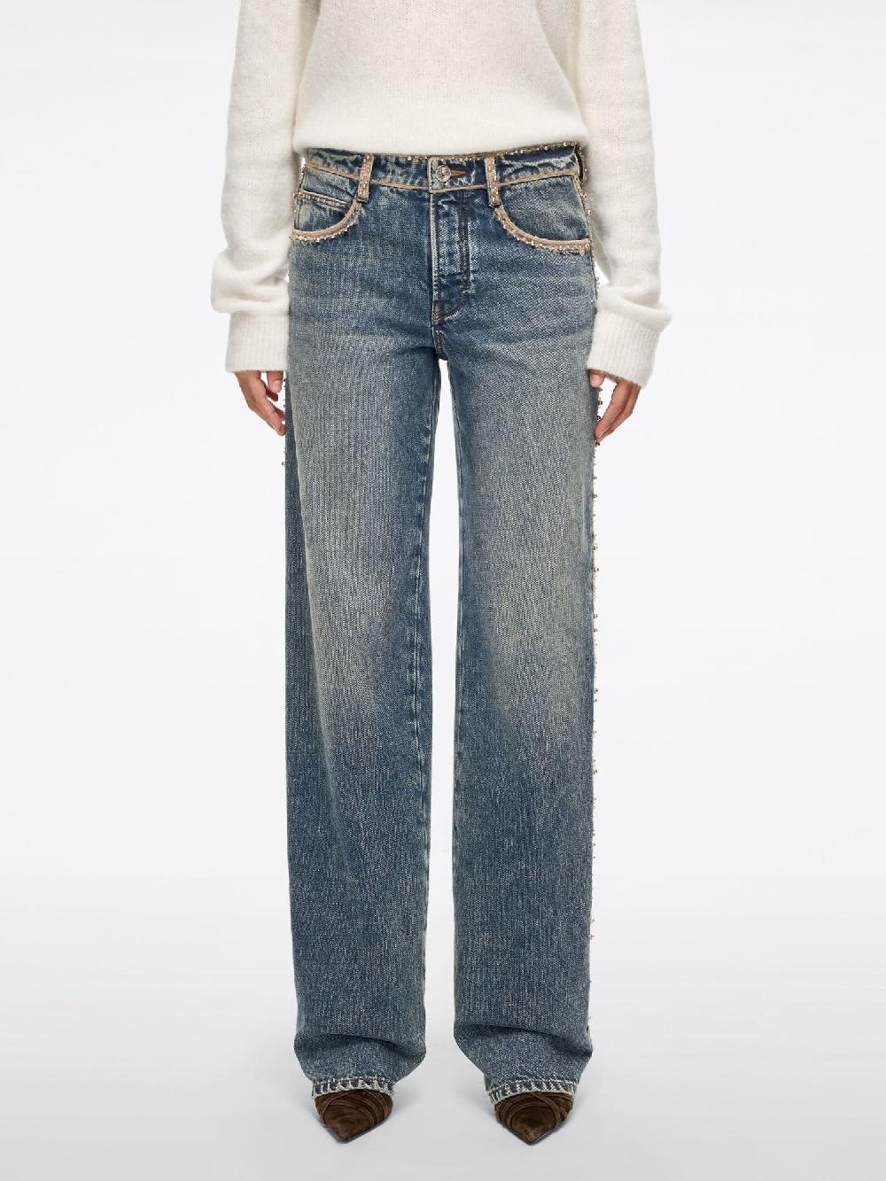 miss sixty BEADED STRAIGHT-LEG JEANS MIDDLE BLUE