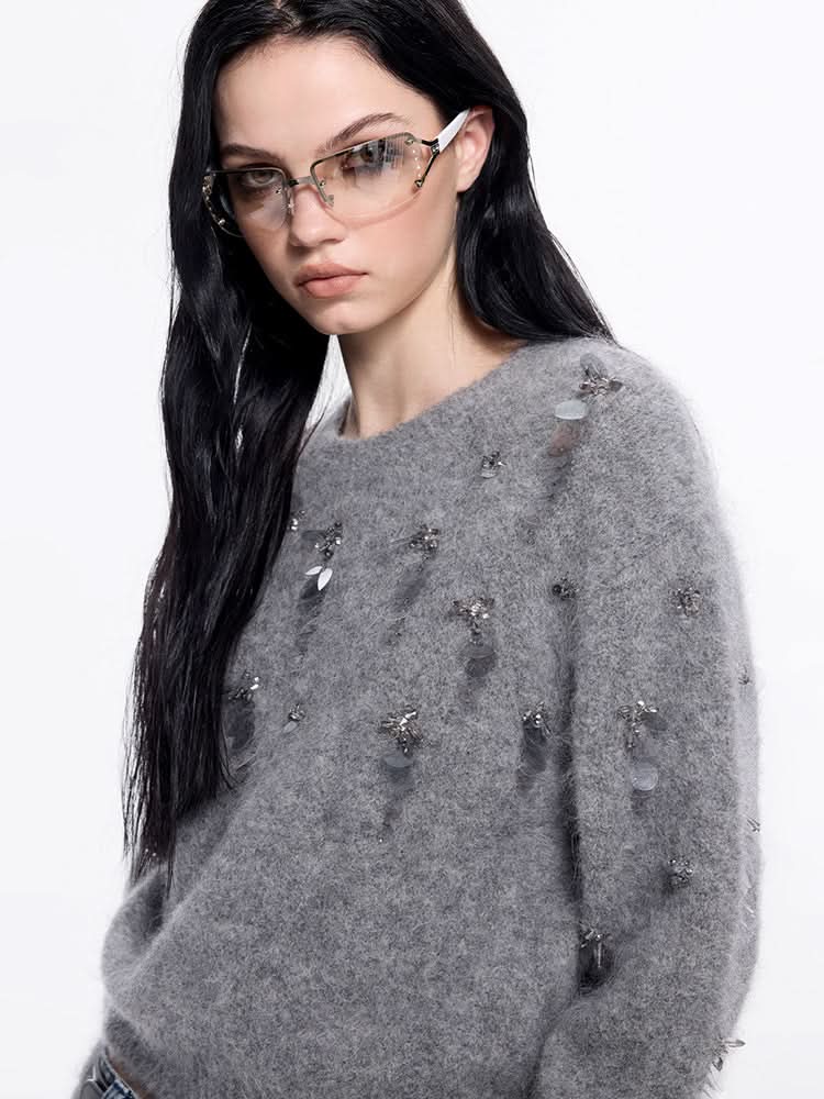 Miss Sixty BEADED SWEATER HEATHER GREY