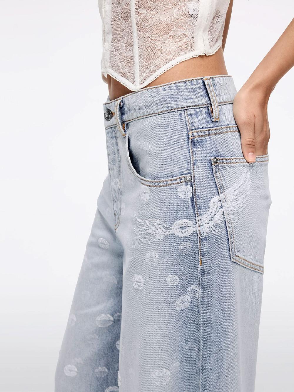 Miss Sixty BEADED WIDE-LEG JEANS LIGHT BLUE