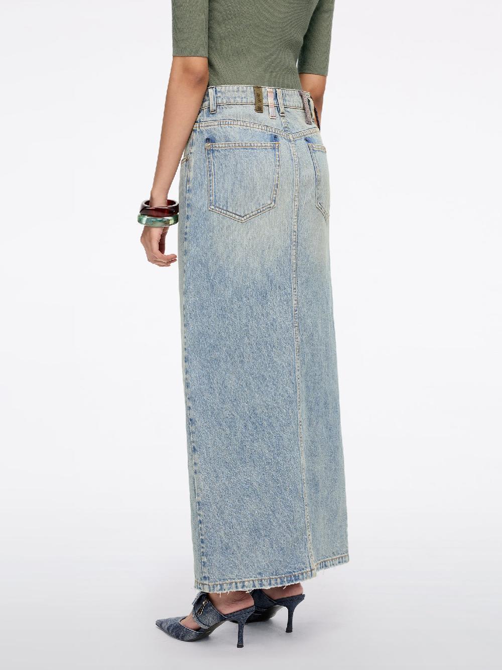 Miss Sixty BELT LOOP DENIM MIDI SKIRT MIDDLE BLUE