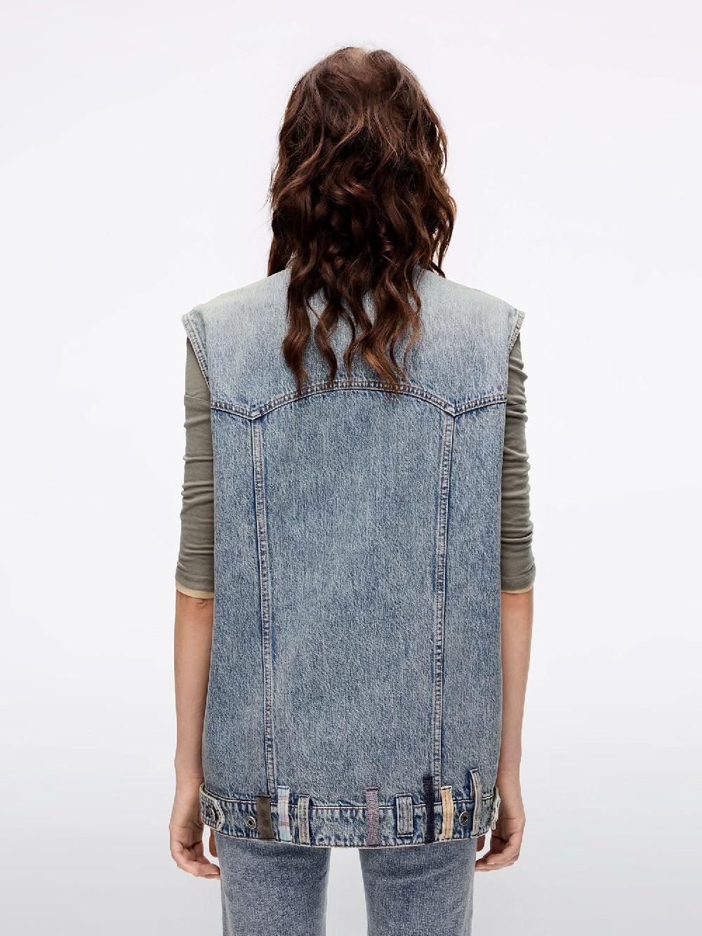 Miss Sixty BELT LOOP DENIM VEST GREY BLUE