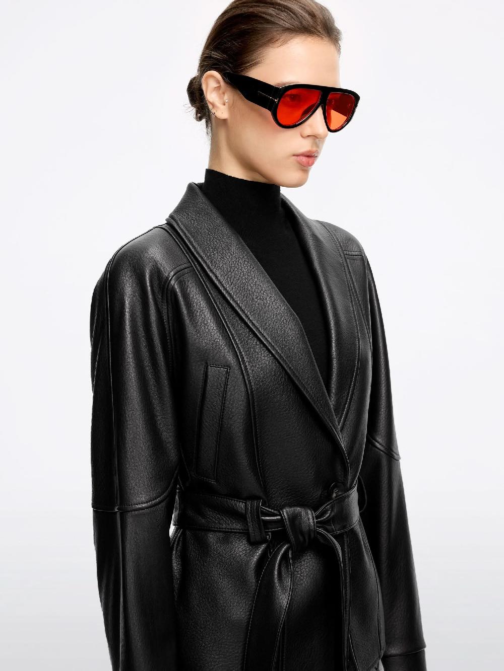 Miss Sixty BELTED LEATHER JACKET BLACK