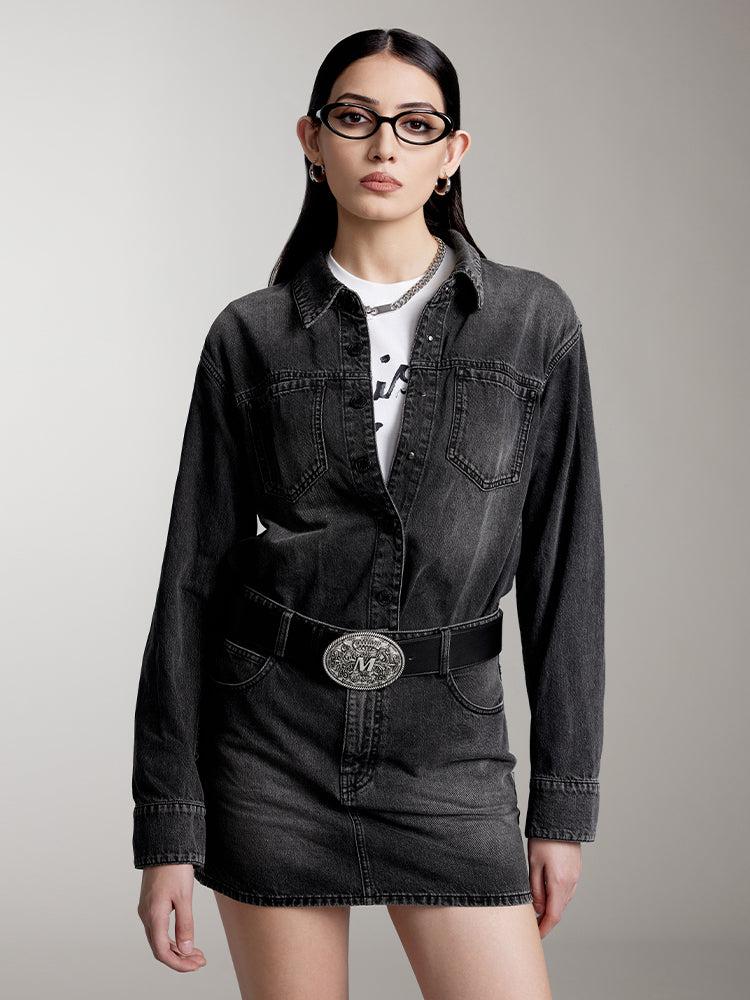 miss sixty BLACK DENIM DRESS BLACK FOG