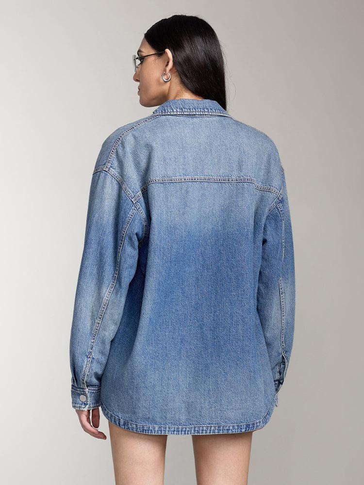 Miss Sixty BLUE LOOSE FIT DENIM SHIRT MIDDLE BLUE