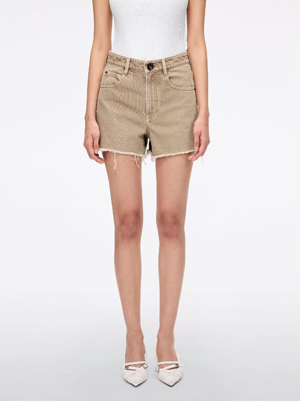 miss sixty BRUSHED EDGE DENIM SHORTS KHAKI