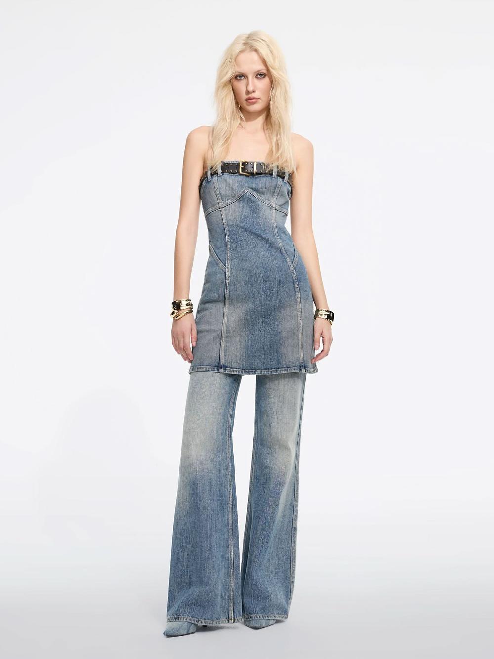 Miss Sixty BUSTIER DENIM DRESS MIDDLE BLUE