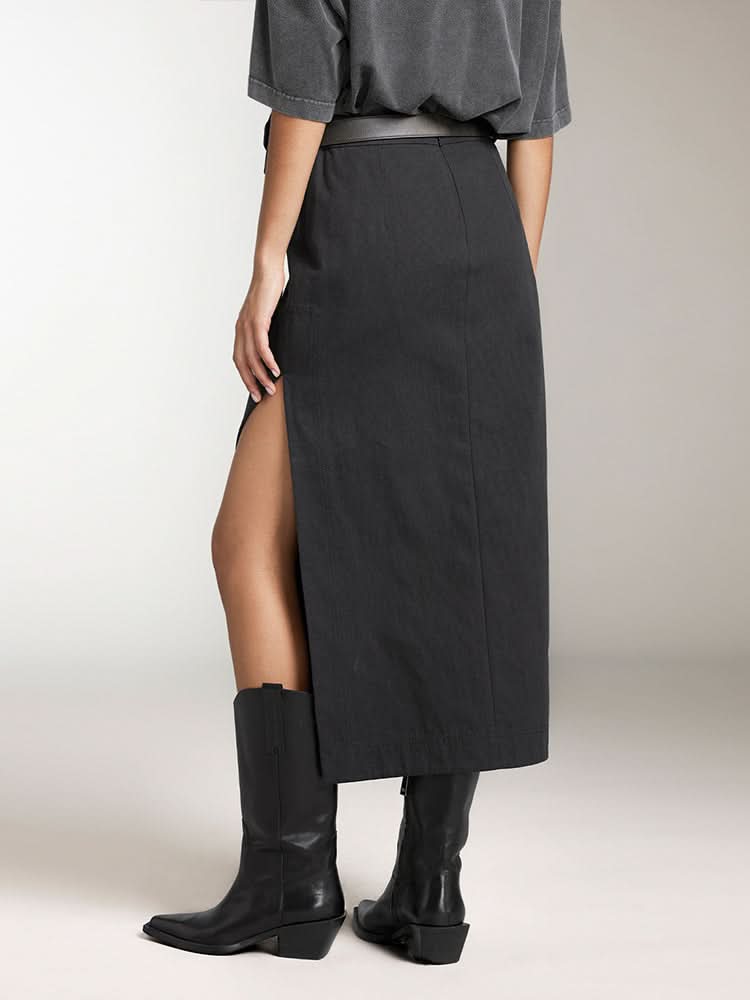 Miss Sixty CARGO SLIT MAXI SKIRT BLACK