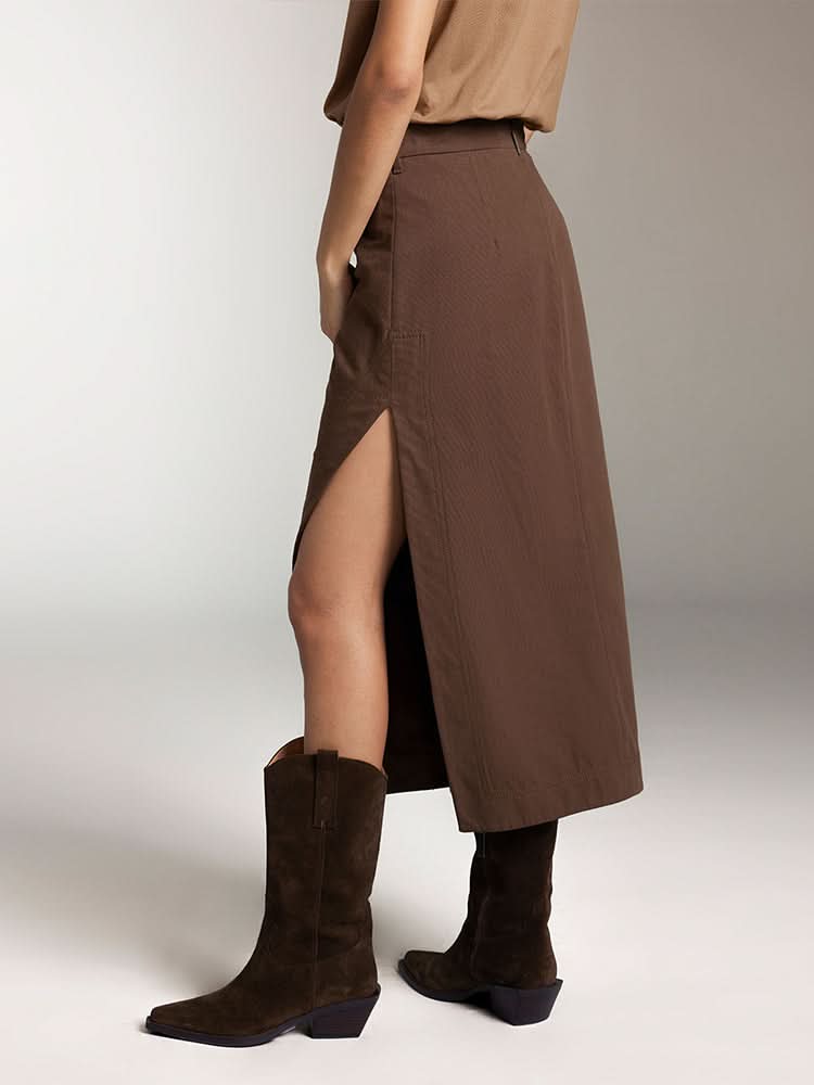 Miss Sixty CARGO SLIT MAXI SKIRT DARK COFFEE
