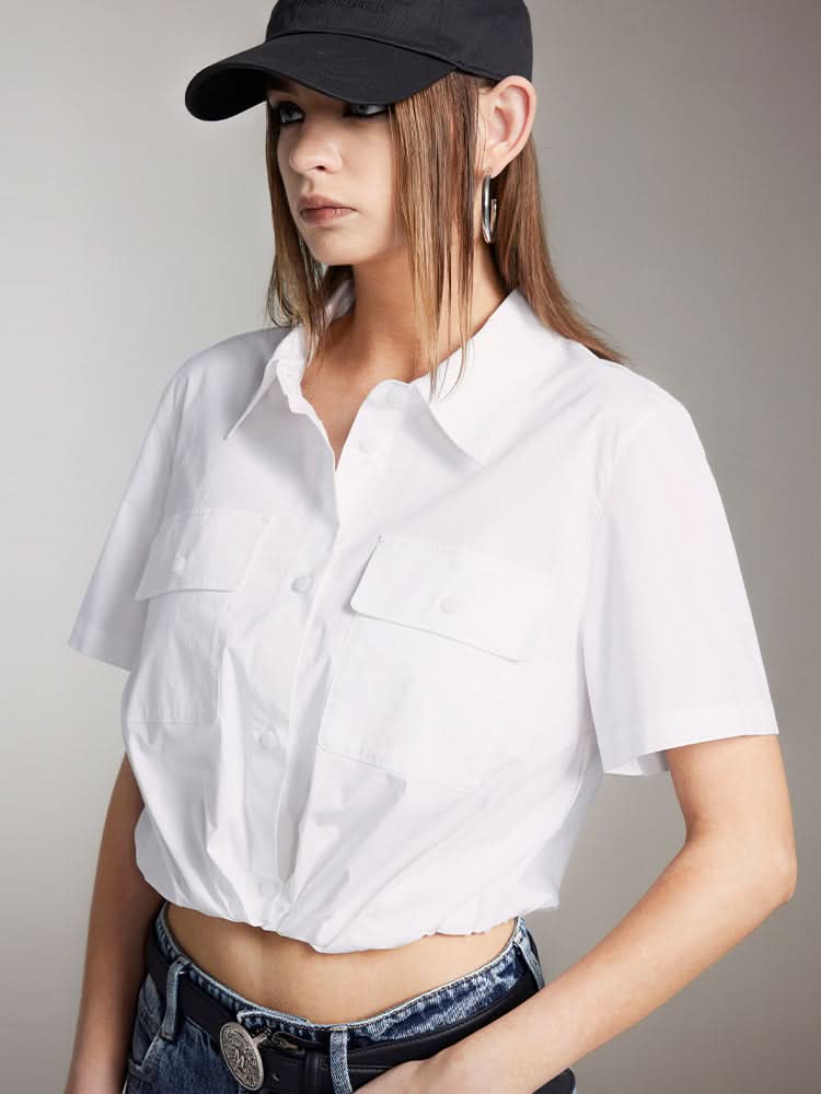 Miss Sixty CARGO STYLE SHORT-SLEEVE SHIRT WHITE