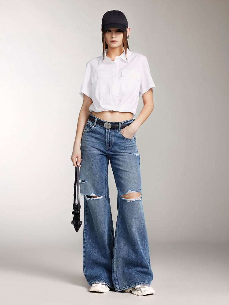 Miss Sixty CARGO STYLE SHORT-SLEEVE SHIRT WHITE