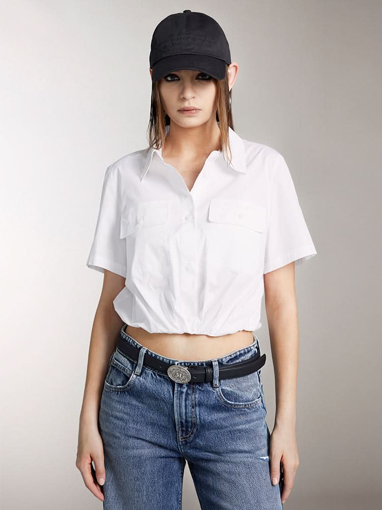 miss sixty CARGO STYLE SHORT-SLEEVE SHIRT WHITE