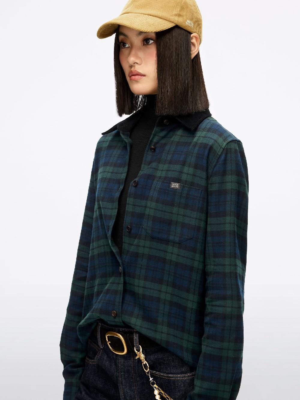 Miss Sixty COLLARED CHECK SHIRT GREEN BLUE