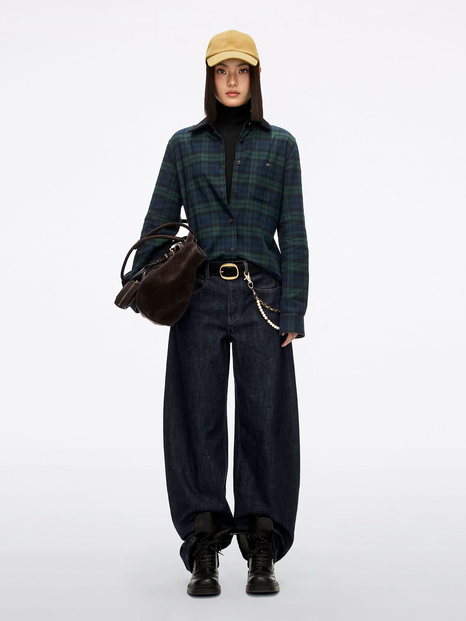 Miss Sixty COLLARED CHECK SHIRT GREEN BLUE