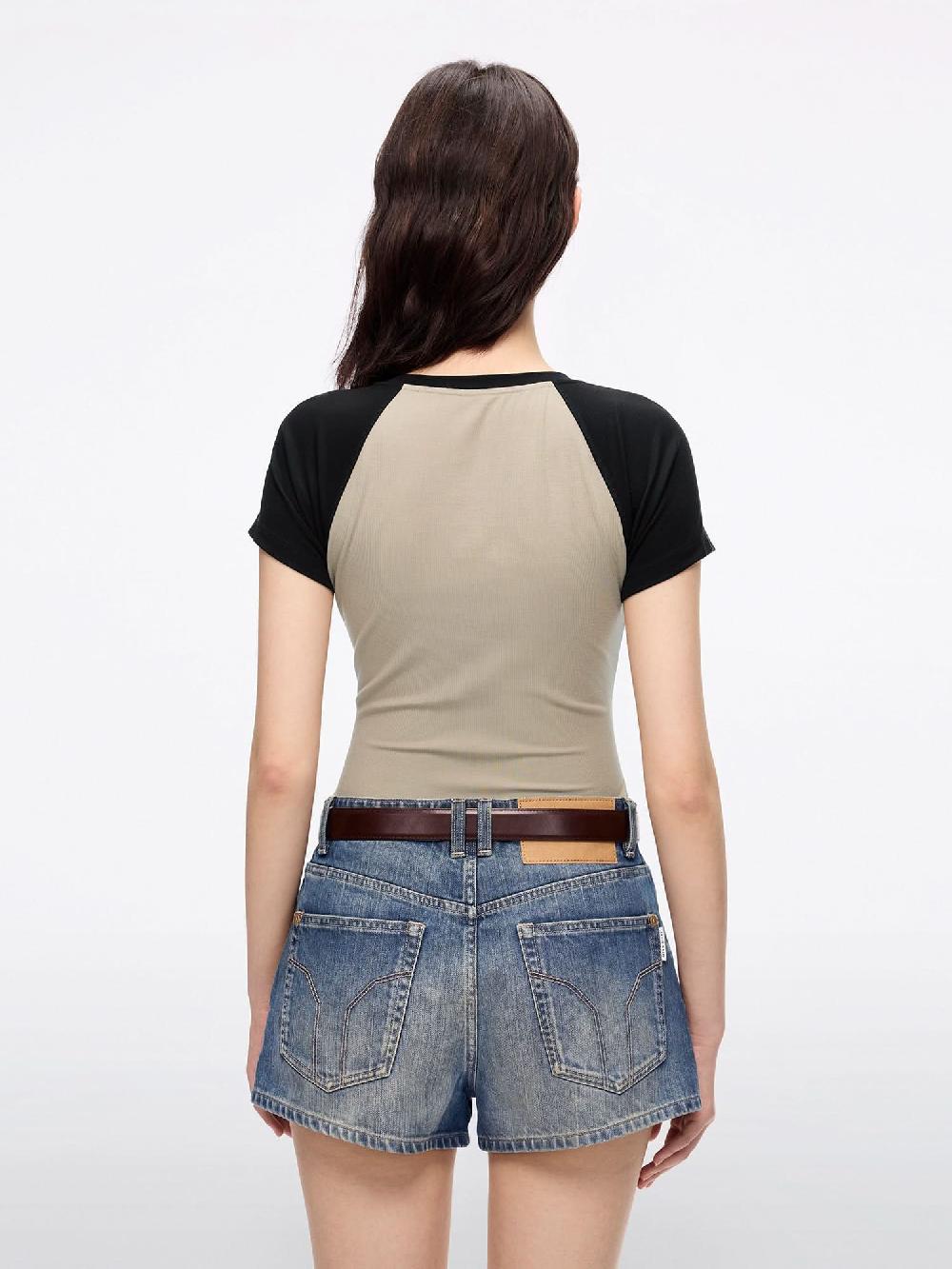 Miss Sixty COLOR-BLOCK T-SHIRT KHAKI