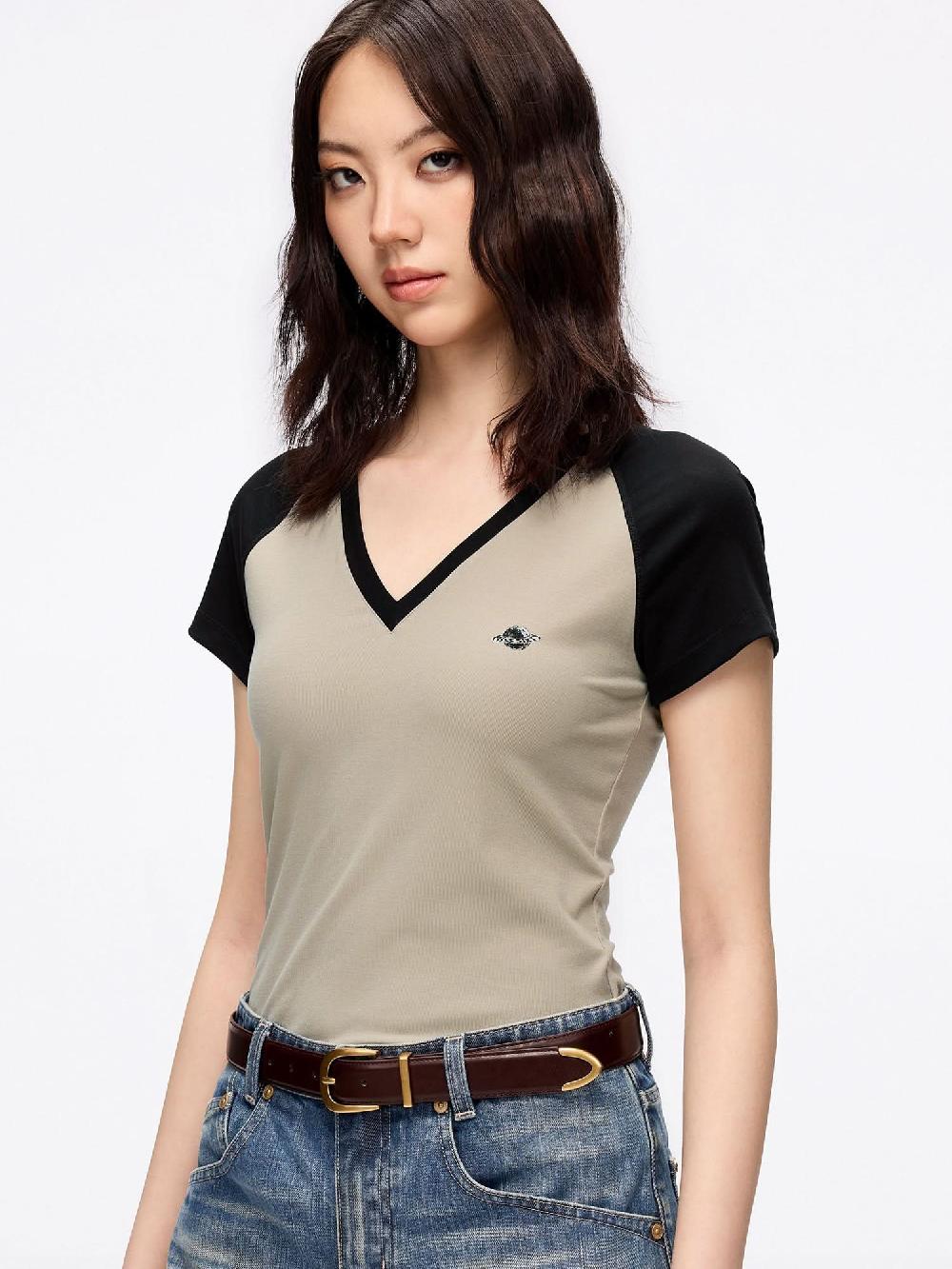 Miss Sixty COLOR-BLOCK T-SHIRT KHAKI