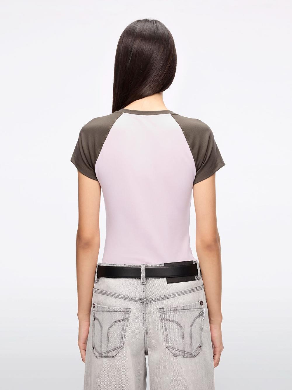 Miss Sixty COLOR-BLOCK T-SHIRT PASTEL GREY