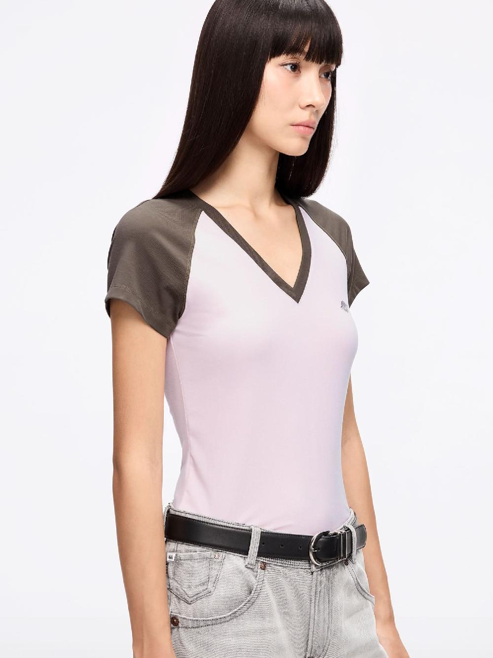 Miss Sixty COLOR-BLOCK T-SHIRT PASTEL GREY