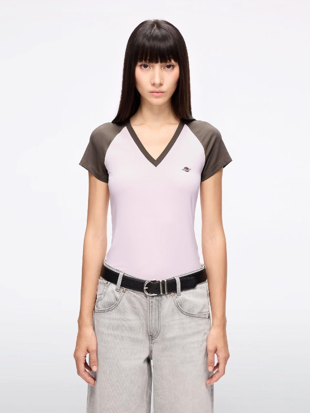 miss sixty COLOR-BLOCK T-SHIRT PASTEL GREY